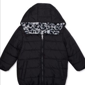 Girls Black/ChetahWonderNation Baby/Toddler Sz.18Mnth  Puffer Bubble Jacket Coat